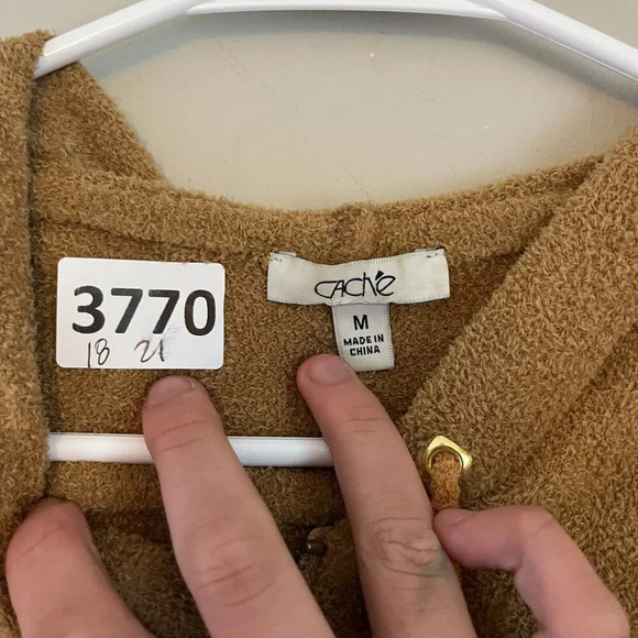 Vtg Y2K Cache Womens Brown Fuzzy Hoodie Sweatshirt M Fleece Babydoll Normcore - Picture 2 of 7